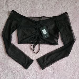 NWT Fashion Nova Oasis Babe Mesh cover up crop top Size (XL)